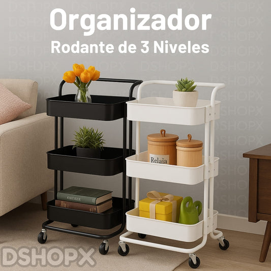 Carro Organizador Rodante de 3 Niveles – Versátil y Resistente